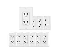 Micmi 10 x Decorative Wall Socket 20A 125 Volt Tamper Proof Earth UL Listed White 20A Socket with Wall Plates