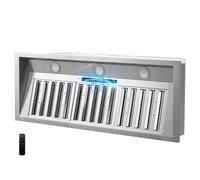Micmi 48 inch Built-in Range Hood Insert Vent, Dual Motors Stainless Steel Kitchen 1400 CFM Gesture Sensing & Touch Control, Ducted, Baffle Filters, 4 Speed Stove Exhaust Fan, ETL listed
