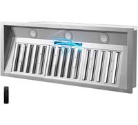 Micmi Built-in Range Hood Insert Vent 48 inch, Stainless Steel Kitchen Vent 600 CFM with Push Button Control, Ducted Vent Hood, Baffle Filters, 4 Speed Stove Exhaust Fan, ETL listed