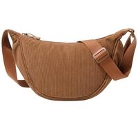 Micmores Cross body Bag Women Corduroy Crescent Bag for Women Men, Hobo Sling Shoulder Purse with Adjustable Strap Solid Color Fanny Packs (Brown)