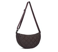 Micmores Cross Body Bag Women Men, Quilted Sling Bag Lightweight Nylon Shoulder Purse with Adjustable Strap, Stylish Hobo Crescent Bag for Travel Work Sport Daily (Coffee)