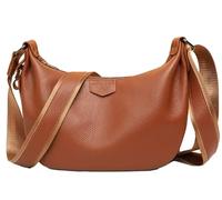 Micmores Genuine Leather Crossbody Bags for Women - Medium Soft Pebble Leather Shoulder Purse with Multi-Pockets, Adjustable Strap Handbag for Travel & Daily Use (Reddish Brown)