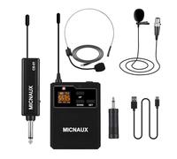 MICNAUX Wireless Lapel Microphone System with Headset & Lavalier Mics, UHF Bodypack Transmitters, Mini Rechargeable Receiver, 48 Channels in 500MHz, 260ft Range, Plug & Play for Wedding Speech Church