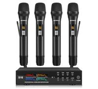 MICNAUX Wireless Microphone System, Pro 4 Channel UHF Mics Set with Metal Cordless Handheld Mics & Receiver, 200 Adjustable Frequency, 300ft Range for Singing, Church, Karaoke, Party