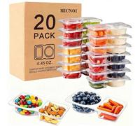MICNOI Snack Pack Containers, Reusable 2 Compartment Condiment Containers with Lids, Ideal for On-the-Go Mini Sauce Boxes & Snack Prep Containers for Kids and Adults, BPA-Free