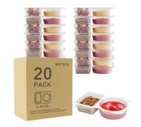 MICNOI Snack Pack Containers, Reusable 2 Compartment Condiment Containers with Lids, Ideal for On-the-Go Mini Sauce Boxes & Snack Prep Containers for Kids and Adults, BPA-Free