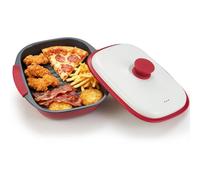 Mico Dingker Microwave Grill Pan with Lid - Multi-Use Griddle & Crisper Tray for Browning, Grilling, and Crisping Meat, Sandwiches & Vegetables - Microwave Safe Cookware for Fast, Even Cooking