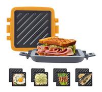 Mico Dingker Microwave Toastie Sandwich Maker, Snack Maker & Panini Press | Removable Non-Stick Plates Silicone Microwavable Cookware, Heatwave Technology, Orange