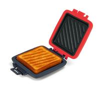 Mico Dingker Microwave Toastie Sandwich Maker, Snack Maker & Panini Press | Removable Non-Stick Plates Silicone Microwavable Cookware, Heatwave Technology, Red