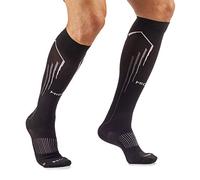 MICO RUNNING LONG SOCKS in Nylon Mesh + LYCRA fiber, OXI-JET COMPRESSION (+oxygen +recovery +energy) 100% Made in Italy, for Sporty Man and for Woman, in Black Grey Colour
