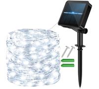 micocali Solar Fairy Lights,1 Pack 12M/40Ft 120LED Solar Garden Lights with 8 Modes Waterproof Copper Wire Decorative String Light for Outdoor/Indoor, Yard, Party, Wedding, Patio (Cool White)