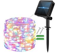 micocali Solar Fairy Lights,1Pack 12M/40Ft 120LED Solar Garden Lights with 8 Modes Waterproof Copper Wire Decorative String Light for Outdoor/Indoor Home, Yard, Wedding, Patio (Multi-Coloured)