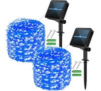 micocali Solar Fairy Lights,2 Pack 12M/40Ft 120LED Solar Garden Lights with 8 Modes Waterproof Copper Wire Decorative String Light for Outdoor/Indoor Home, Yard, Party, Wedding, Patio (Blue)