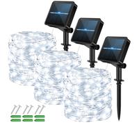 micocali Solar Fairy Lights,3 Pack 12M/40Ft 120LED Solar Garden Lights with 8 Modes Waterproof Copper Wire Decorative String Light for Outdoor/Indoor, Yard, Party, Wedding, Patio (Cool White)