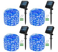 micocali Solar Fairy Lights,4Pack 12M/40Ft 120LED Solar Garden Lights with 8 Modes Waterproof Copper Wire Decorative String Light for Outdoor/Indoor Home, Yard, Party, Wedding, Patio (Blue)