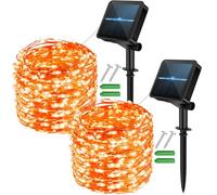 micocali Solar Fairy Lights Outdoor,2Pack 12M/40Ft 120LED Solar Garden Lights with 8 Modes Waterproof Copper Wire Decorative String Light for Yard, Party, Wedding, Patio (Orange)