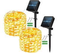micocali Solar Fairy Lights Outdoor,2Pack 12M/40Ft 120LED Solar Garden Lights with 8 Modes Waterproof Copper Wire Decorative String Light for Yard, Party, Wedding, Patio (Warm White)