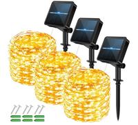 micocali Solar Fairy Lights Outdoor,3Pack 12M/40Ft 120LED Solar Garden Lights with 8 Modes Waterproof Copper Wire Decorative String Light for Yard, Party, Wedding, Patio.(Warm White)