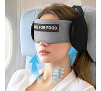 MICOCARE Travel Pillows for Airplanes, Airplane Head Strap with Eye Mask for Long Flight Sleeping Travel, 360° Support Neck Pillow for Plane Car Road Trips Seat Sleep, No Bobblehead (White)