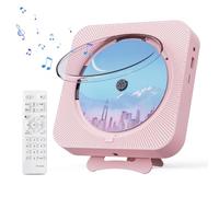 MICOCIOUS Portable CD Player with Bluetooth Desktop CD Player for Home CD Music Players with Remote Control,Timer,Built-in Dual Speakers with LED Display Home Audio Boombox FM Radio (Pink)
