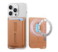 Micoden Compatible with MagSafe Wallet,3-Card Holder with Adjustable Secure Grip Finger Loop,Slim PU-Leather Magnetic Card Holder for iPhone 17/16/15/14/13/12 Series,Brown