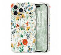 Micoden Cute Curly Wave Case for iPhone 17 Pro,Clear with Anti-Yellowing Flower Floral,Soft TPU Slim Bumper Shockproof Anti-Scratch Protective Wavy Cover for Girls Women-Orange