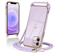 Micoden for iPhone 11 Case Crossbody Lanyard with Cord Neck Strap Cute Heart for Girls Women Holder with Necklace Silicone Shockproof Cover for iPhone 11 Purple