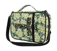 Micoklinlin Bible Cover with Zip, Large Bible Shoulder Bag, Carry Bag, Multifunctional Bible Bag with Protects Prayer, Cross & Flower, One Size