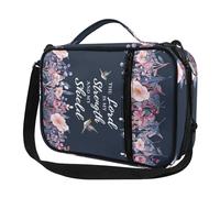 Micoklinlin Bible Cover with Zip, Large Bible Shoulder Bag, Carry Bag, Multifunctional Bible Bag with Protects Prayer, flower birds and quotes, One Size
