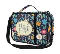 Micoklinlin Bible Cover with Zip Shoulder Straps Large Carry Bag Church Bag Women's Bible Protection Bible Book Cover, Small Broken Flower, One Size