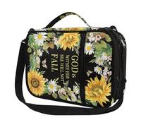 Micoklinlin Bible Cover with Zip Shoulder Straps Large Carry Bag Church Bag Women's Bible Protection Bible Book Cover, sunflower and daisy, One Size