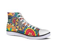 Micoklinlin Colourful Boho Canvas Sneakers Women Novelty Pattern Canvas Shoes Teens Girls High Top Running Shoes Lace Up Casual Breathable Classic Walking Shoes