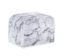 Micoklinlin Cover for 4 Slice Double Slot Toaster with Side Pocket, White Marbled Toaster Cover for Kitchen Toaster Accessories, Protective Cover for Most 4 Extra Wide Toast Slots