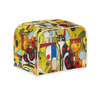 Micoklinlin Cute Colourful Cat Whimsical Novelty Toaster Cover with Side Pocket, Hanging Loop, Unique Festival Designs for 2 Slice Toaster, Bread, 6 Settings, 1 Program