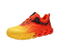 Micoklinlin Orange Steel Toe Cap Trainers Mens Fashion Rotary Buttons Work Sneakers Lightweight Breathable Industrial Construction Smash and Puncture Resistant Safety Shoes