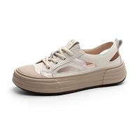 Micoklinlin Sandals Women's Summer Genuine Leather Comfortable Lightweight Sporty Sandals Flat Sneakers Leather Sandals for Girls, beige, 6 UK