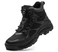 Micoklinlin Steel Toe Cap Boots Mens Fashion Rotary Buttons Work Safety Shoes Lightweight Breathable High Top Sneakers Smash and Puncture Resistant Hiking Shoes
