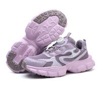 Micoklinlin Steel Toe Cap Trainers for Women Purple Lightweight Breathable Work Shoes Ladies Fashion Push Button Steel Toe Sneakers Anti-Smash and Anti-Puncture Safety Shoes Hiking Shoes