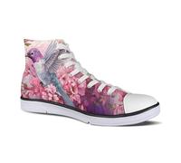 Micoklinlin Womens Canvas Shoes Bird and Flowers Desing High Top Teens Girls Canvas Sneakers Tennis Shoe Lace Up Casual Classic Flat Walking Shoes