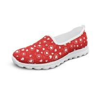 Micoklinlin Women's Sneakers Summer Fashion Mesh Running Shoes Non-Slip Sneakers Lightweight Cute Slipper Shoes, Red heart, 8 UK
