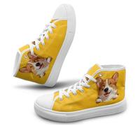 Micoklinlin Women's trainers, men's skate shoes, high shaft trainers, canvas, comfortable fit and durable, non-slip technology for safe steps, Cute Yellow Dog, 8 UK