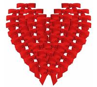Micomon 50pcs 1-1/2" Mini Red Satin Ribbon Bows for Christmas Decoration Gift Packing (Red)