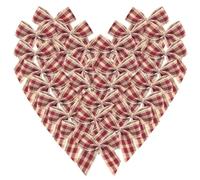 Micomon 50pcs 1.2-Inch Mini Red&Tan Gingham Ribbon Bows for Crafts Metallic Ribbon Bows Appliques for Christmas Ornament Embellishment Decoration(RedTan)