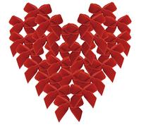 Micomon 50pcs 1.2-Inch Red Mini Velvet Ribbon Bows for Crafts Small Velvet Bows for Christmas Decoration Embalishement(Red Velvet)