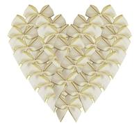 Micomon 50pcs 1.6-Inch Mini Ribbon Bows for Crafts Small Ivory Bows Christmas Decoration Embalishement Scrapbooking(Ivory)
