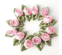 Micomon Mini Ribbon Bows for Crafts Mini Roses Ribbon Flowers for Craft Artificial Ornament Applique Sewing DIY(15pcs,Pink)