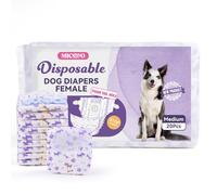 MICOOYO Disposable Dog Nappies Female, Dog Diapers for Female Dogs in Heat, Disposable Dog Period Pants for Bitch Puppy Doggy in Season(M, 20Pack)