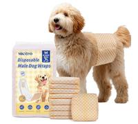 MICOOYO Disposable Male Dog Wraps, Male Dog Diapers Disposable with Wetness Indicator, Puppy Diapers Super Absorbent and Breathable, Medium Size 20 Count