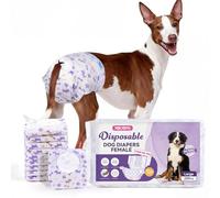 MICOOYO Dog Nappies Female 20 count, Disposable Dog Period Pants with Adjustable Tail Hole, Super Absorbent Diapers for Female Dogs Cat in Heat Season Incontinence(L)