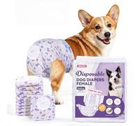 MICOOYO Dog Nappies Female 40 count, Disposable Dog Period Pants with Adjustable Tail Hole, Super Absorbent Diapers for Female Dogs Cat in Heat Season Incontinence(M)